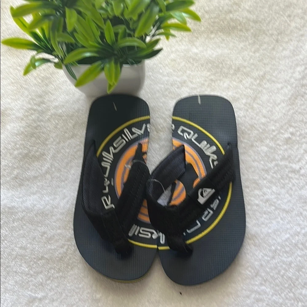 Quiksilver Black and Yellow Flip Flops